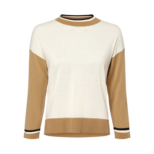 BOSS Damski sweter z wełny merino Kobiety wełna ze strzyży écru jednolity XL vangraaf