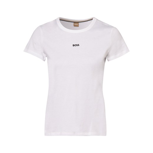 BOSS T-shirt damski Kobiety Bawełna biały jednolity ze sklepu vangraaf w kategorii Bluzki damskie - zdjęcie 152699837