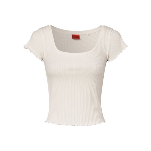 HUGO T-shirt damski Kobiety Modal biały jednolity ze sklepu vangraaf w kategorii Bluzki damskie - zdjęcie 152700037