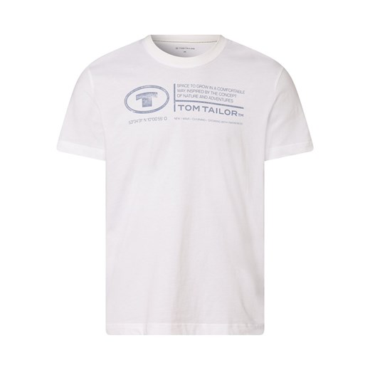 Tom Tailor T-shirt męski Mężczyźni Bawełna biały nadruk ze sklepu vangraaf w kategorii T-shirty męskie - zdjęcie 152700395