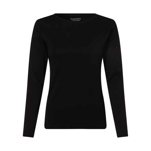 brookshire Damska koszulka z długim rękawem Kobiety Bawełna czarny jednolity ze sklepu vangraaf w kategorii Bluzki damskie - zdjęcie 152700895