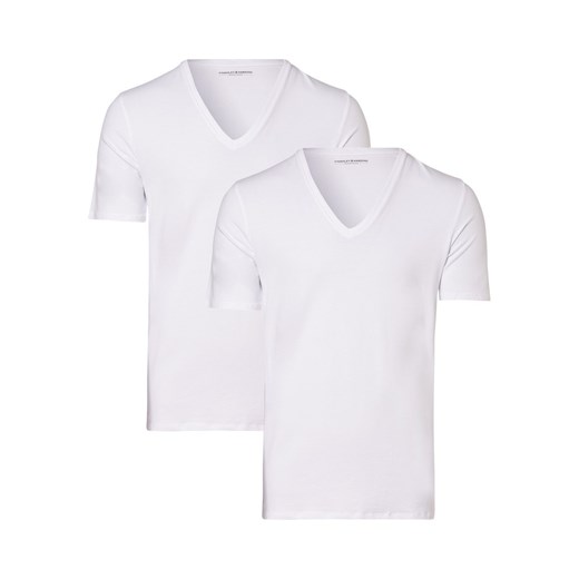 Finshley & Harding T-shirty pakowane po 2 szt. Mężczyźni Bawełna biały jednolity ze sklepu vangraaf w kategorii T-shirty męskie - zdjęcie 152701597