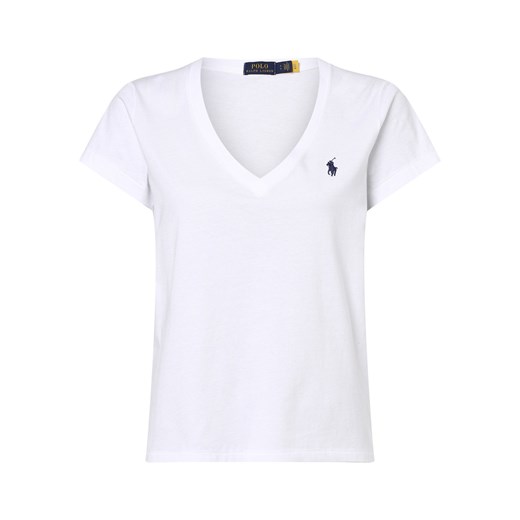 Polo Ralph Lauren T-shirt damski Kobiety Bawełna biały jednolity ze sklepu vangraaf w kategorii Bluzki damskie - zdjęcie 152702057