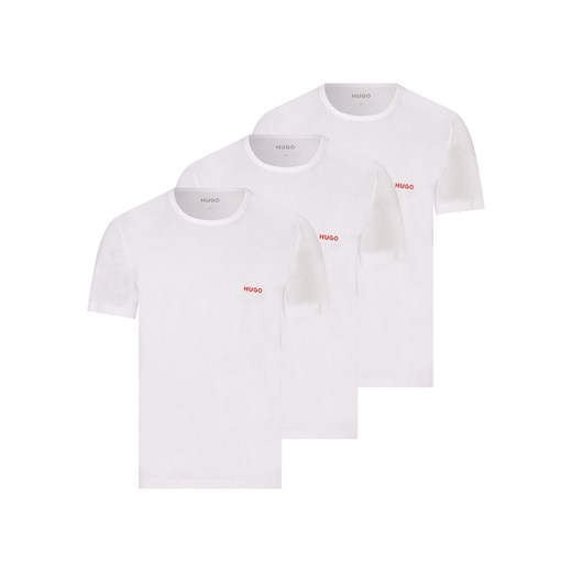 HUGO T-shirty pakowane po 3 szt. Mężczyźni Bawełna biały jednolity ze sklepu vangraaf w kategorii Podkoszulki męskie - zdjęcie 152702076