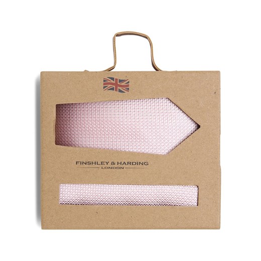 Finshley & Harding London Krawat i poszetka z jedwabiu Mężczyźni Jedwab różowy wypukły wzór tkaniny ze sklepu vangraaf w kategorii Krawaty - zdjęcie 152703805