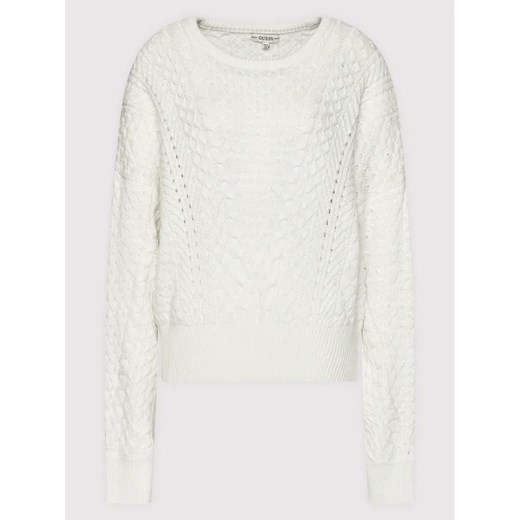 Guess Sweter Open Cable Mix Braya W1BR52 Z2WL0 Biały Relaxed Fit Guess XXL MODIVO