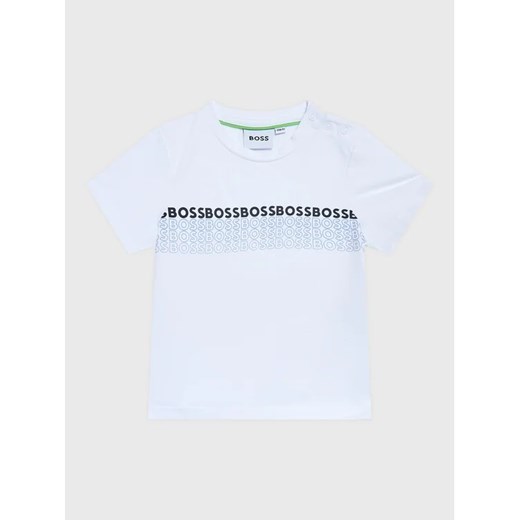T-shirt chłopięce biały BOSS HUGO z napisem