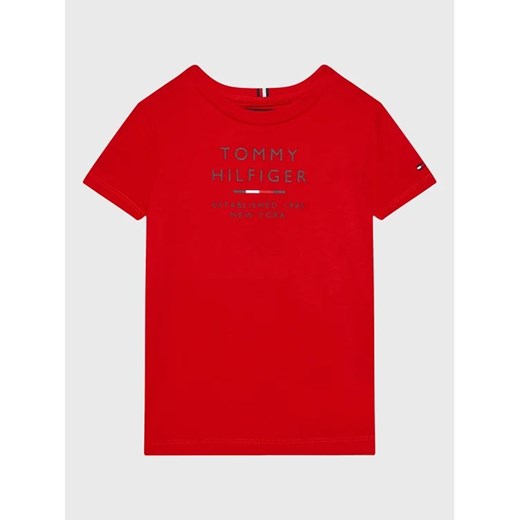 T-shirt chłopięce czerwony Tommy Hilfiger z krótkim rękawem 