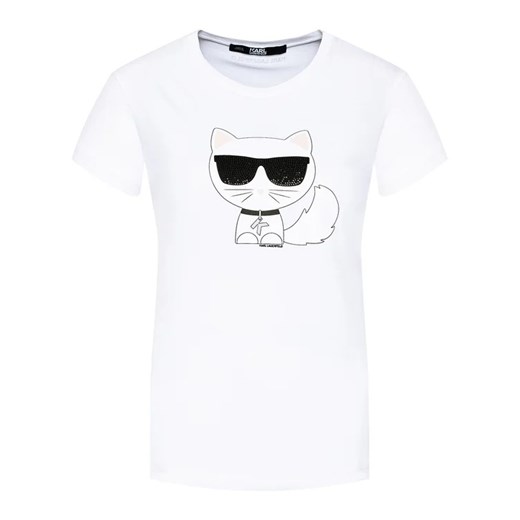 KARL LAGERFELD T-Shirt Ikonik Choupette 210W1723 Biały Regular Fit Karl Lagerfeld S MODIVO