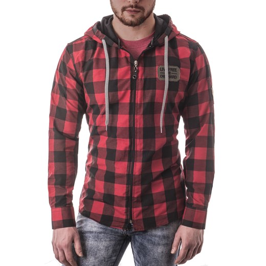Męska bluza/koszula z kapturem rl60 - czerwona Risardi XL okazyjna cena Risardi