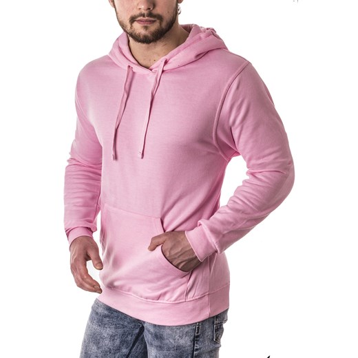 Męska bluza z kapturem  sg1 - różowa ze sklepu Risardi w kategorii Bluzy męskie - zdjęcie 152910877