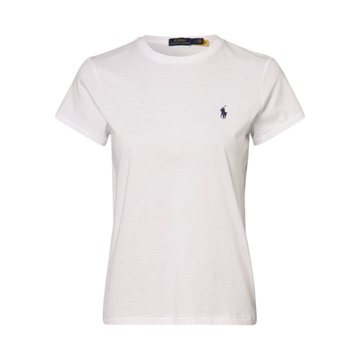 Polo Ralph Lauren T-shirt damski Kobiety Bawełna biały jednolity ze sklepu vangraaf w kategorii Bluzki damskie - zdjęcie 152930685
