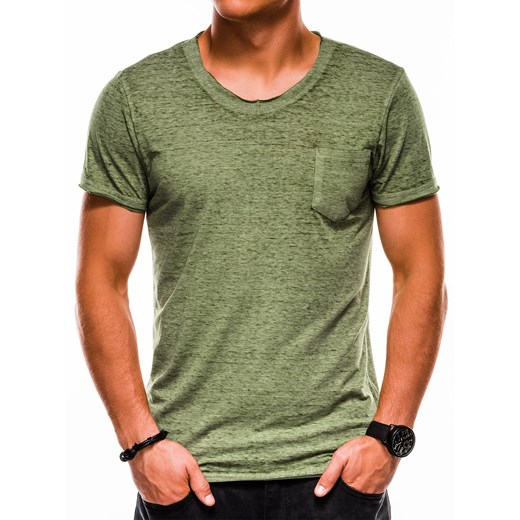 T-shirt męski bez nadruku - zielony S1051 XL okazyjna cena ombre