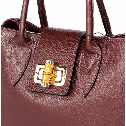 Shopper bag Toscanio bez dodatków elegancka do ręki matowa skórzana duża