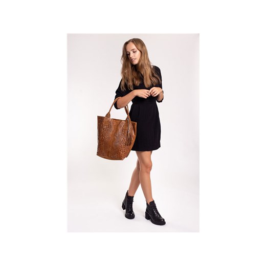 Shopper bag Toscanio z frędzlami skórzana duża elegancka 