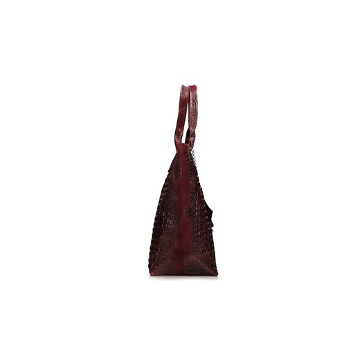 Toscanio shopper bag na ramię z frędzlami duża lakierowana skórzana 