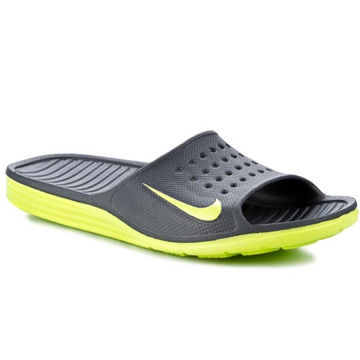 Klapki NIKE - Solarsoft Slide 386163 077 Dark Grey/Volt eobuwie-pl  klapki