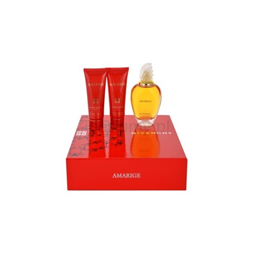 Givenchy Amarige zestaw upominkowy woda toaletowa 100 ml + mleczko do ciała 75 ml + żel pod prysznic 75 ml + do każdego zamówienia upominek. iperfumy-pl czerwony do ciała