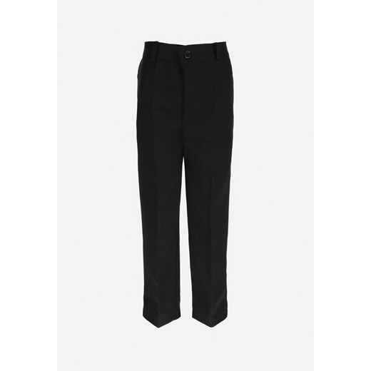 Czarne Garniturowe Spodnie z Gumką w Pasie i Suwakiem Lanyr ze sklepu Born2be Odzież w kategorii Spodnie chłopięce - zdjęcie 153018047