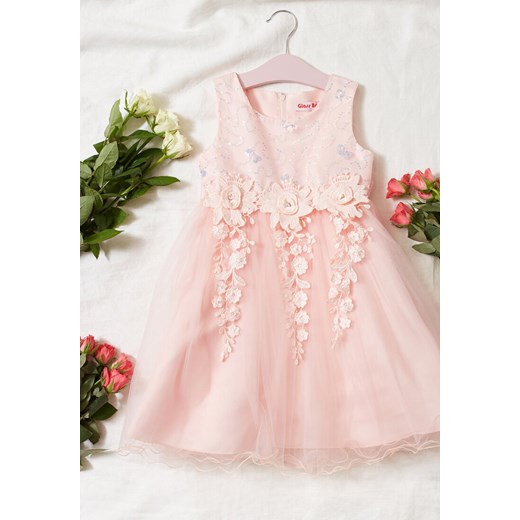 Różowa Rozkloszowana Sukienka Balowa z Tiulowym Dołem i Aplikacją Kwiatów 170 okazyjna cena Born2be Odzież