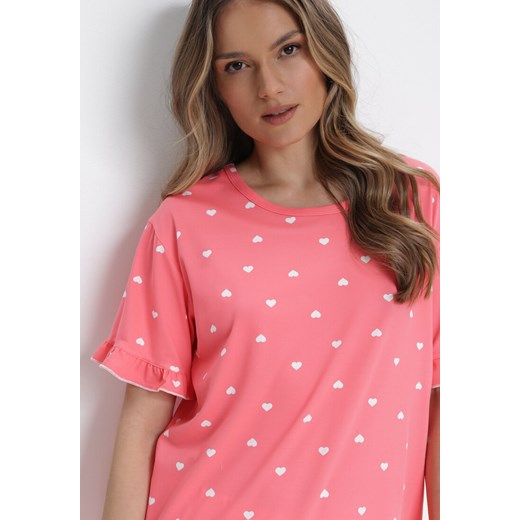 Różowy 2-częściowy Komplet Piżamowy z T-shirtem i Szortami Brionne 2XL okazja Born2be Odzież