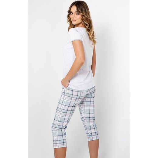 Piżama damska na krótki rękaw z nogawką 3/4 Glamour, Kolor jasny szary, Rozmiar S, Italian Fashion ze sklepu Intymna w kategorii Piżamy damskie - zdjęcie 153053258