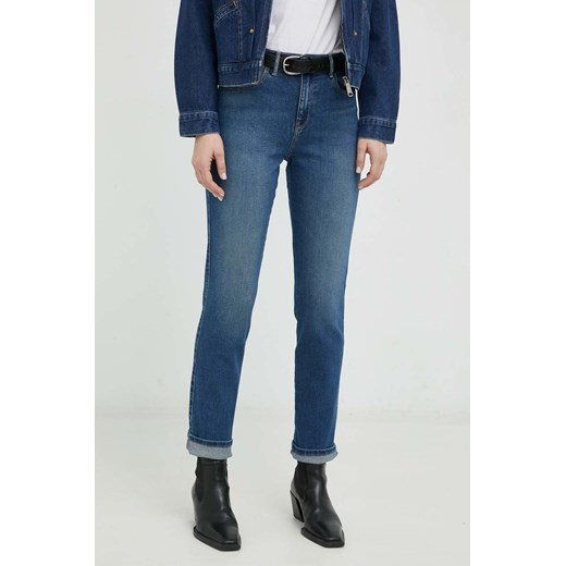 Wrangler jeansy Slim Blue Noise damskie high waist Wrangler 31/32 ANSWEAR.com