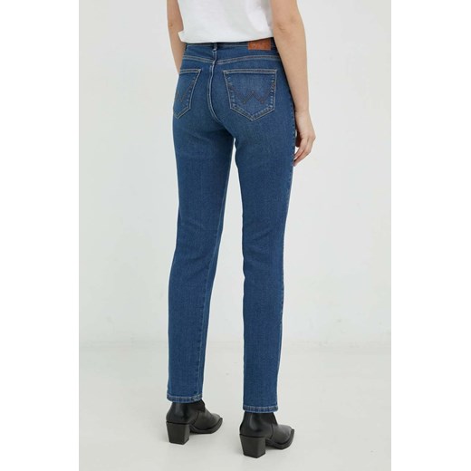 Wrangler jeansy Slim Blue Noise damskie high waist Wrangler 30/32 ANSWEAR.com