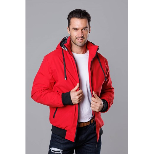 Sportowa kurtka męska z kapturem czerwona (5M3111-270) ze sklepu goodlookin.pl w kategorii Kurtki męskie - zdjęcie 153061507