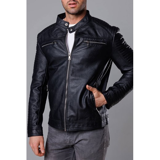 KURTKA MĘSKA TYPU BIKER CZARNA (11Z8053) Goodlookin.pl L wyprzedaż goodlookin.pl