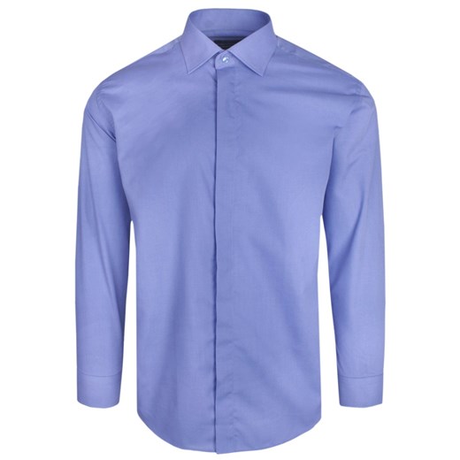 Niebieska Koszula Bawełniana z Krytą Plisą, Taliowana, Długi Rękaw - QUICKSIDE KSDWQUICK172527niebplisa ze sklepu JegoSzafa.pl w kategorii Koszule męskie - zdjęcie 153067987