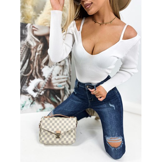 Spodnie jeansy ciemne PUSH UP przecierane z dziurami T289 Mozzaar Forever S/36 Charlotte Fashion