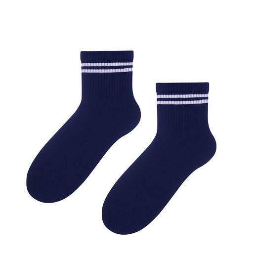 zestaw skarpetki z bawełny organicznej żółte gładkie granatowe i białe w paski Regina Socks 43-46 Estera Shop