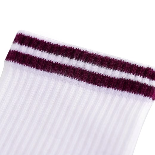 skarpetki z bawełny organicznej białe w paski bordowe Regina Socks 39-42 Estera Shop