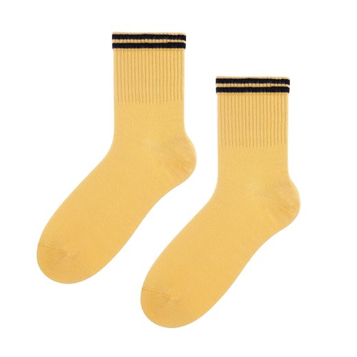 skarpetki z bawełny organicznej żółte w paski czarne Regina Socks 43-46 Estera Shop