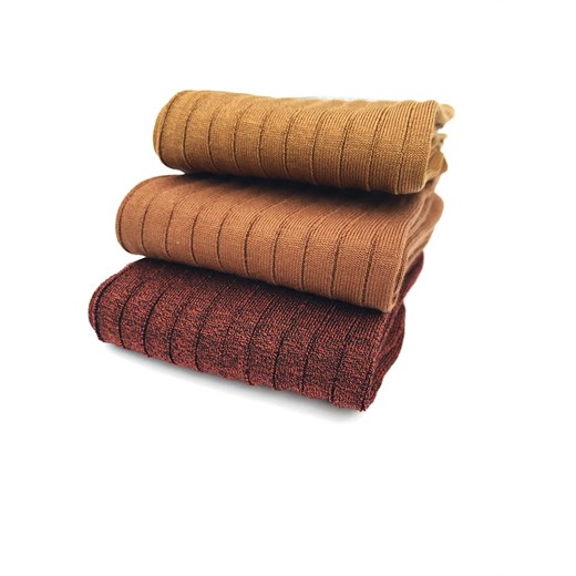 Zestaw na prezent brązowe skarpetki z bawełny merceryzowanej i mako Regina Socks 43-46 Estera Shop