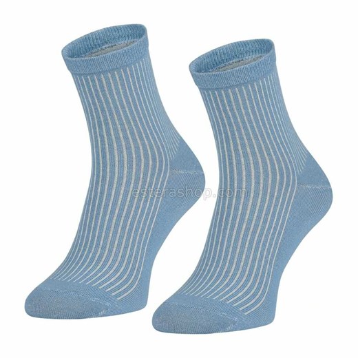 Skarpetki 98% bawełny organicznej niebieskie w prążki białe Regina Socks 39-42 Estera Shop