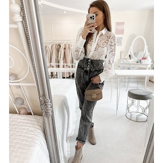 Szare spodnie w stylu mom jeans Aubert S gemre