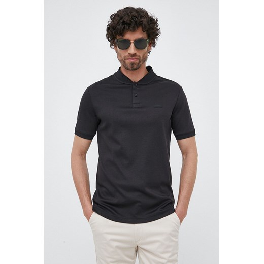 Calvin Klein polo bawełniane kolor czarny gładki ze sklepu ANSWEAR.com w kategorii T-shirty męskie - zdjęcie 153144728
