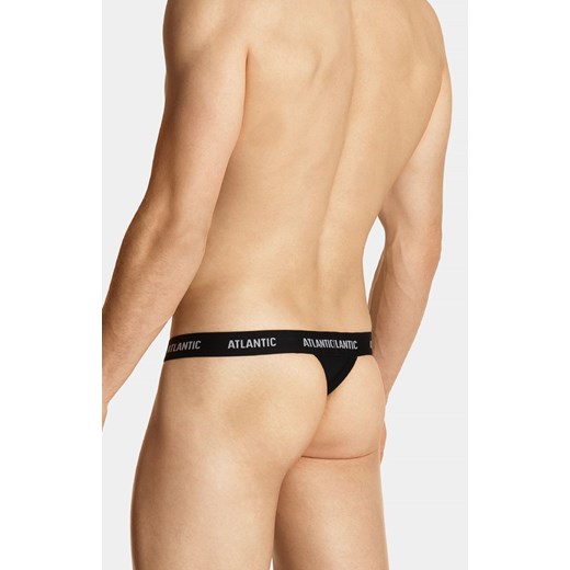 Czarne bawełniane stringi męskie MP-1572, Kolor czarny, Rozmiar S, ATLANTIC ze sklepu Intymna w kategorii Majtki męskie - zdjęcie 153163995