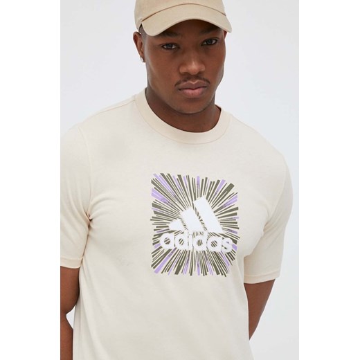 adidas t-shirt męski kolor beżowy z nadrukiem M ANSWEAR.com