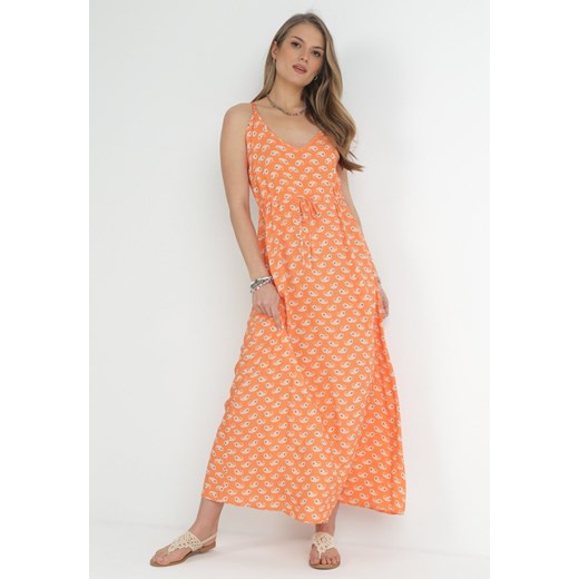 Pomarańczowa Sukienka z Wiskozy na Ramiączkach Stephne ze sklepu Born2be Odzież w kategorii Sukienki - zdjęcie 153195367