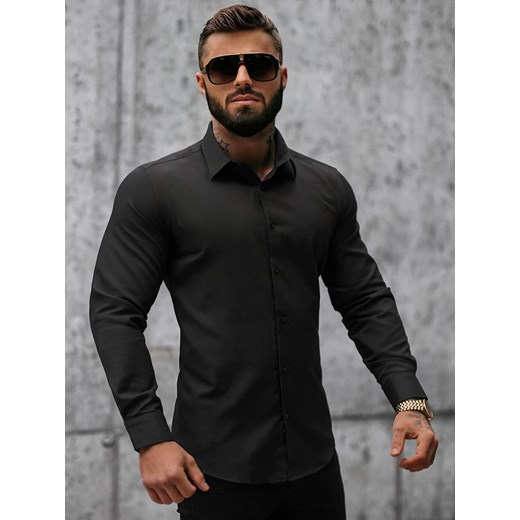 Elegancka koszula męska czarna OZONEE MECH/2122Z ze sklepu ozonee.pl w kategorii Koszule męskie - zdjęcie 153196076