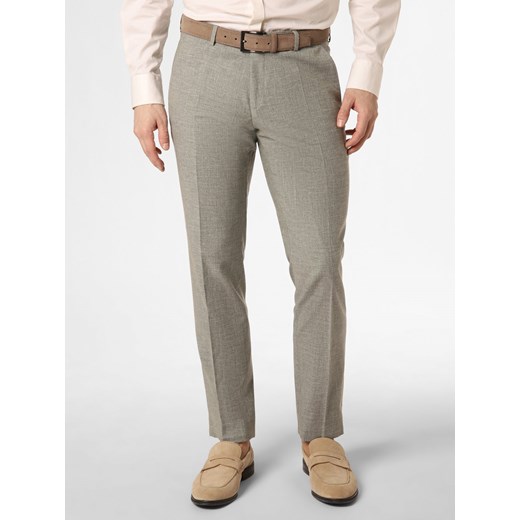 CG - CLUB of GENTS Męskie spodnie od garnituru modułowego z dodatkiem lnu Mężczyźni Slim Fit Bawełna seledynowy marmurkowy ze sklepu vangraaf w kategorii Spodnie męskie - zdjęcie 153201008