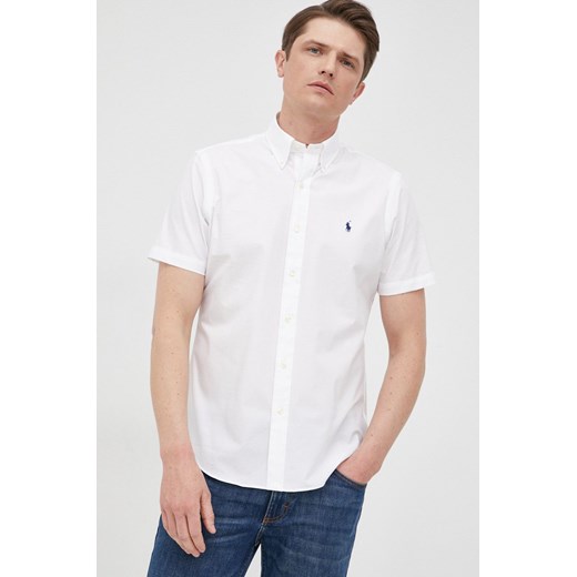 Polo Ralph Lauren koszula 710867700002 męska kolor biały regular z kołnierzykiem button-down ze sklepu ANSWEAR.com w kategorii Koszule męskie - zdjęcie 153202705