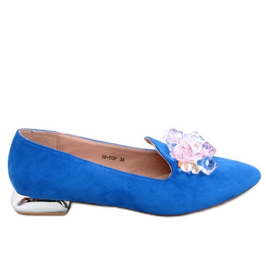 PA1 Mokasyny lordsy kamieniami Falconi Royal Blue niebieskie 39 ButyModne.pl