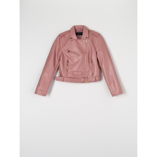 Sinsay - Kurtka ramoneska z paskiem - Różowy Sinsay XXS Sinsay