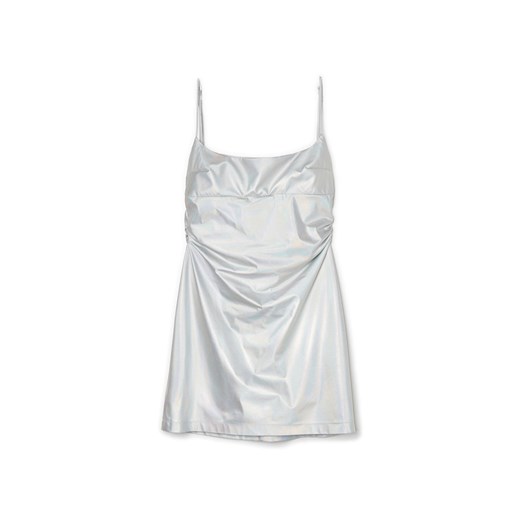 Cropp sukienka srebrna z dekoltem v mini na ramiączkach 