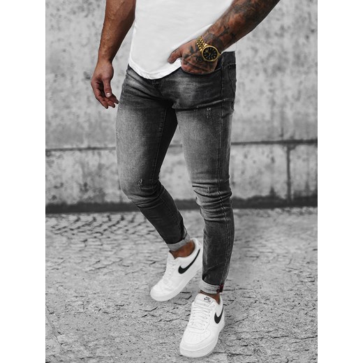 Spodnie jeansowe męskie grafitowe OZONEE NB/MP0056GZ ze sklepu ozonee.pl w kategorii Jeansy męskie - zdjęcie 153239829