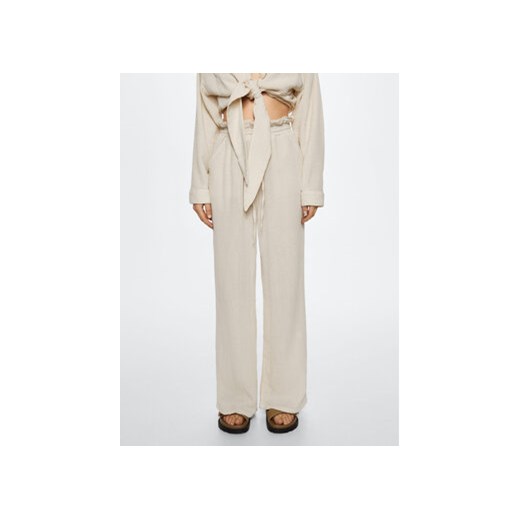 Mango Spodnie materiałowe Bambula 37031289 Beżowy Relaxed Fit Mango L okazyjna cena MODIVO